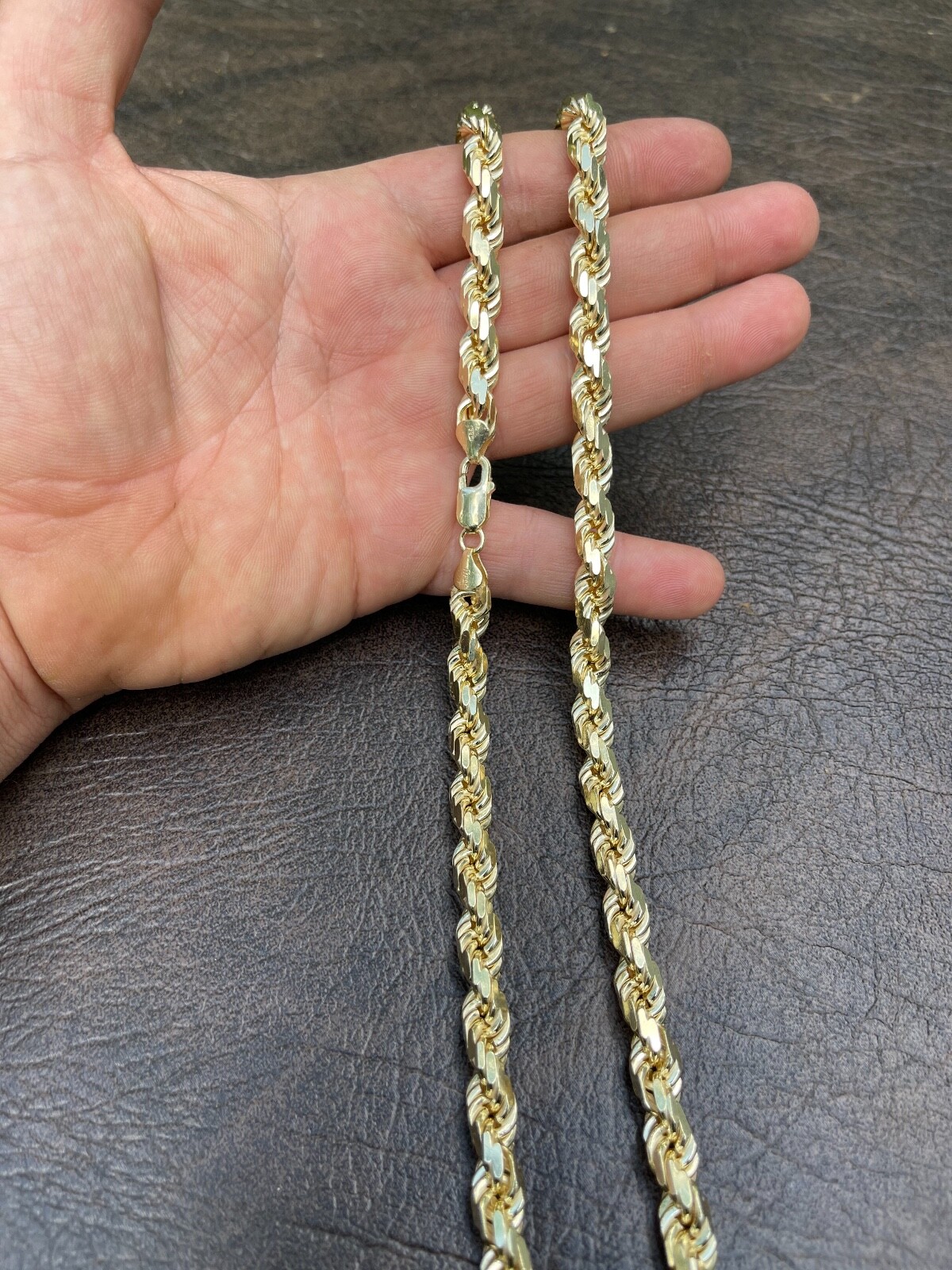 8mm Thick Rope Chain 14k Gold Plated Real Solid 925 Sterling Silver Necklace Big