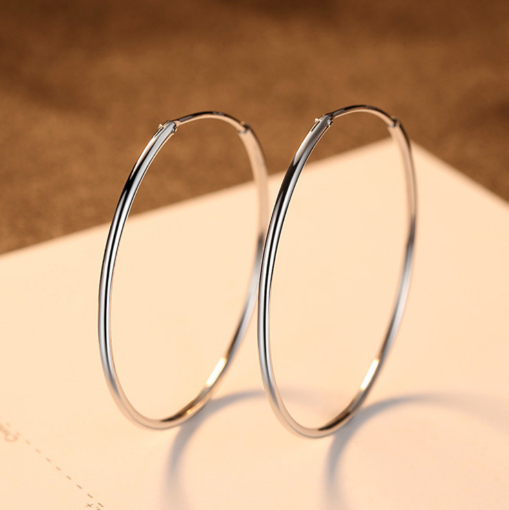 SOLID STERLING SILVER PLAIN 1MM THICK ROUND ENDLESS HOOP EARRING 12-70MM PE16