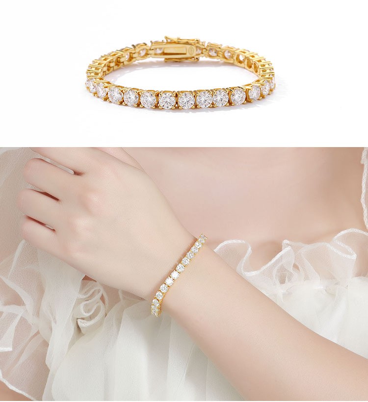 3-5MM VVS Moissanite Tennis Chain Bracelet 925 Sterling Silver Passes Tester