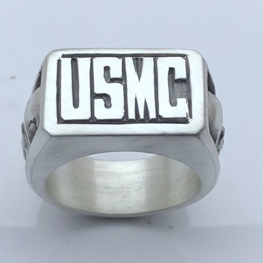 MJG STERLING SILVER USMC SKULL RING. MARINES. 3D PUNISHER. HARLEY. BIKER.SZ 11