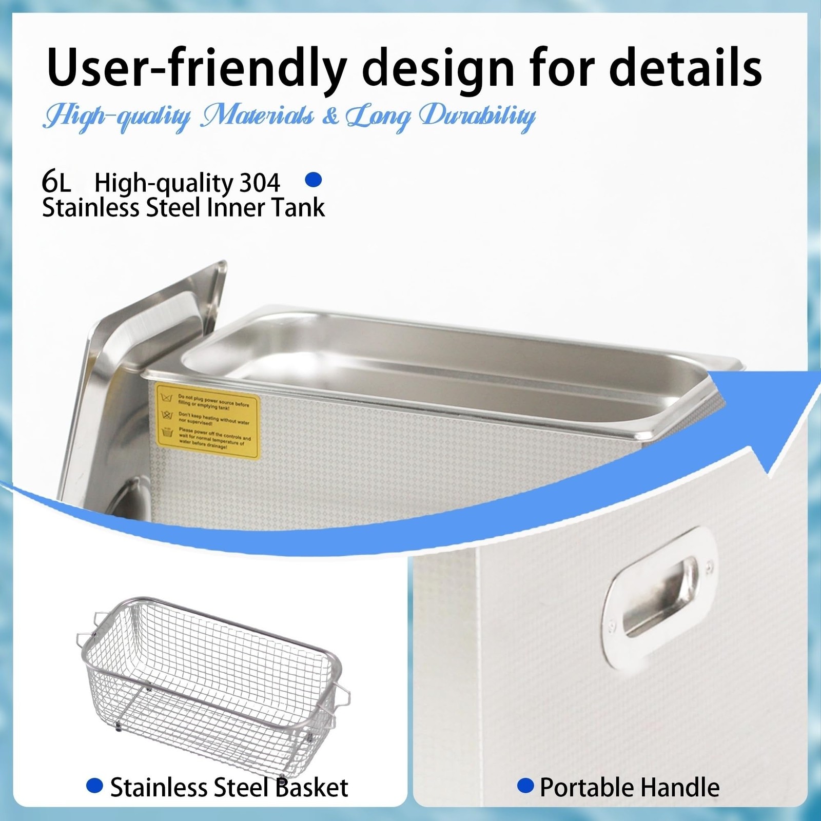 6L Ultrasonic Cleaner with Heater and Digital Timer, 40kHz 180W Professional …
