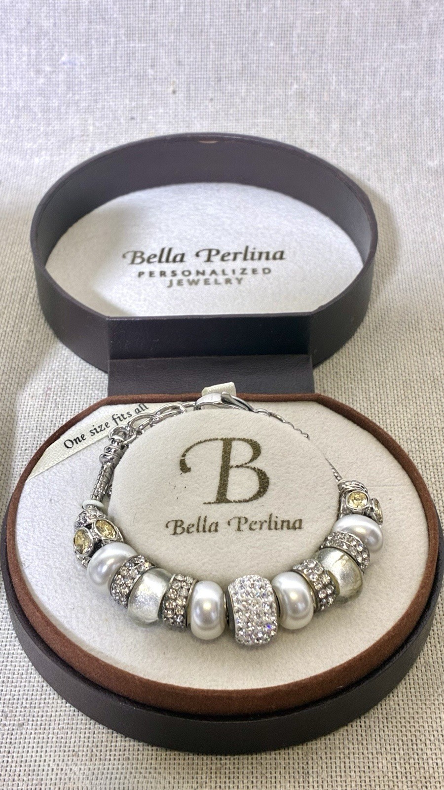 Bella Perlina Charm bracelet LOT blue turquoise Rhinestone white crystal 3