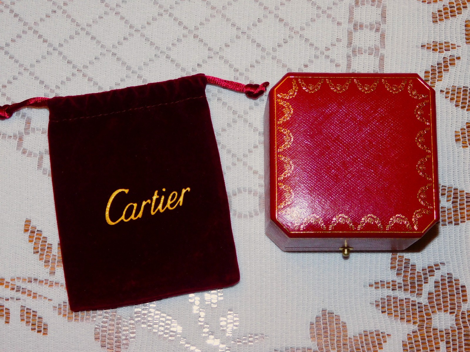 Genuine Cartier Love Ring Box W/ Velvet Drawstring Bag No Outer Box +FREE SHIP!