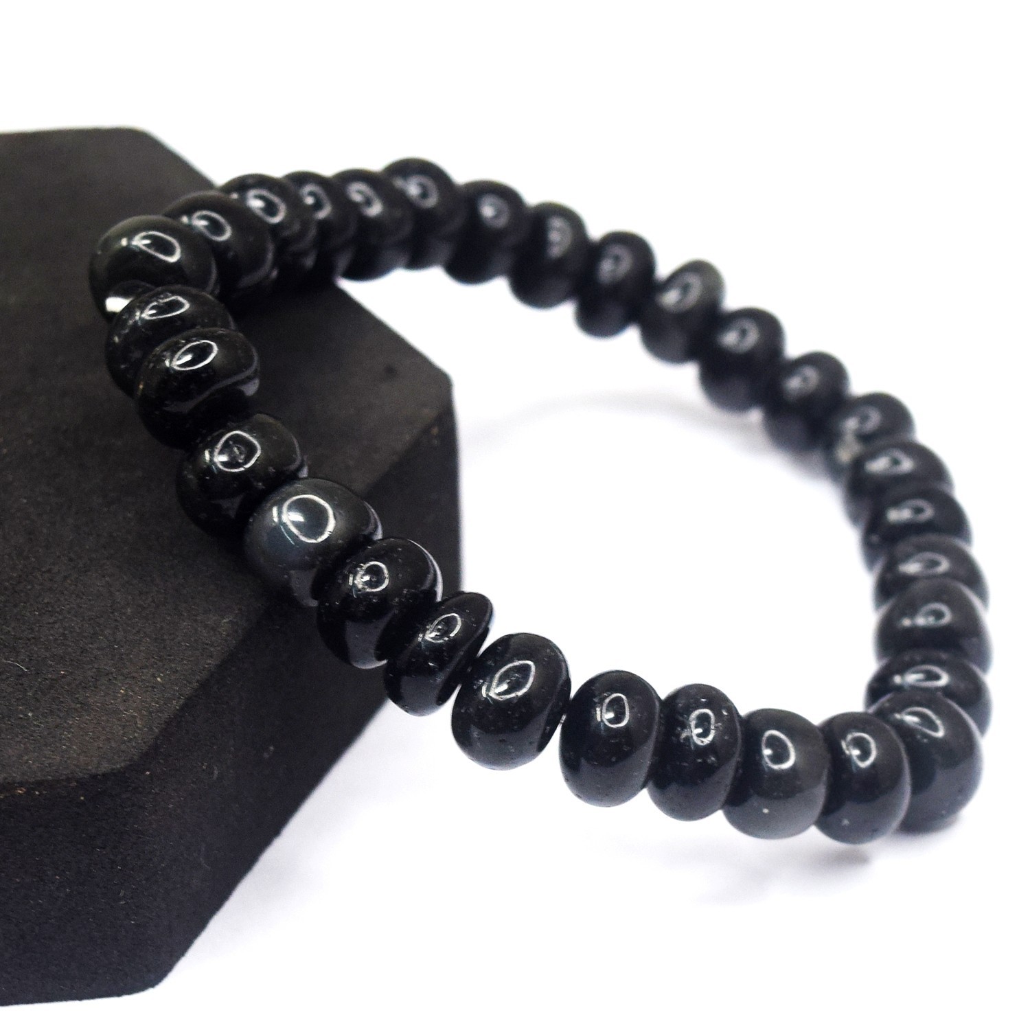 World Class Amazing 100.00 Cts Obsidian Stretchable Bracelet Beaded RK 137 AZ1