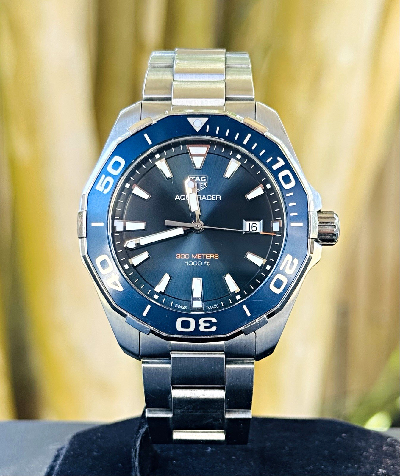 TAG Heuer Aquaracer Quartz 43mm Blue Sunburst Dial | Date | 300m SS Bracelet