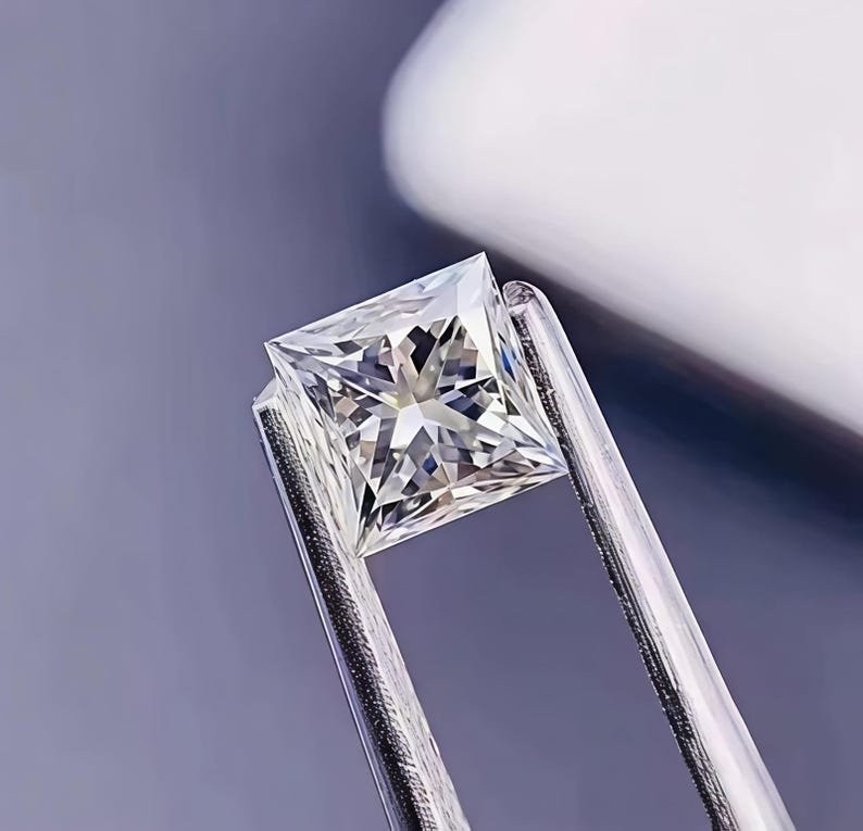 2 Ct Princess Cut Diamond Stone Loose White D Color VVS1 Gemstone +1 free Gift