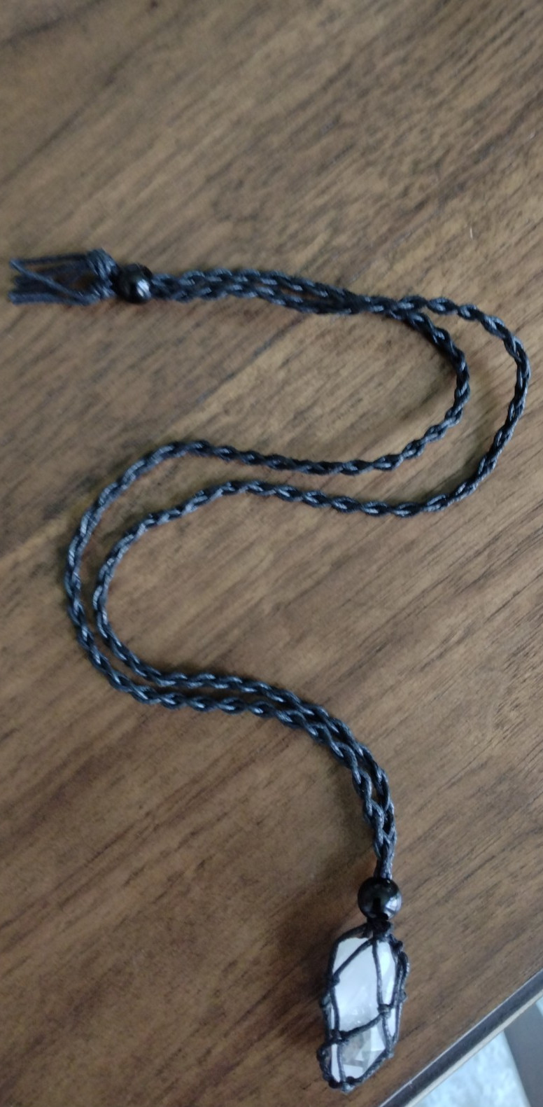 Handmade crystal and leather necklace