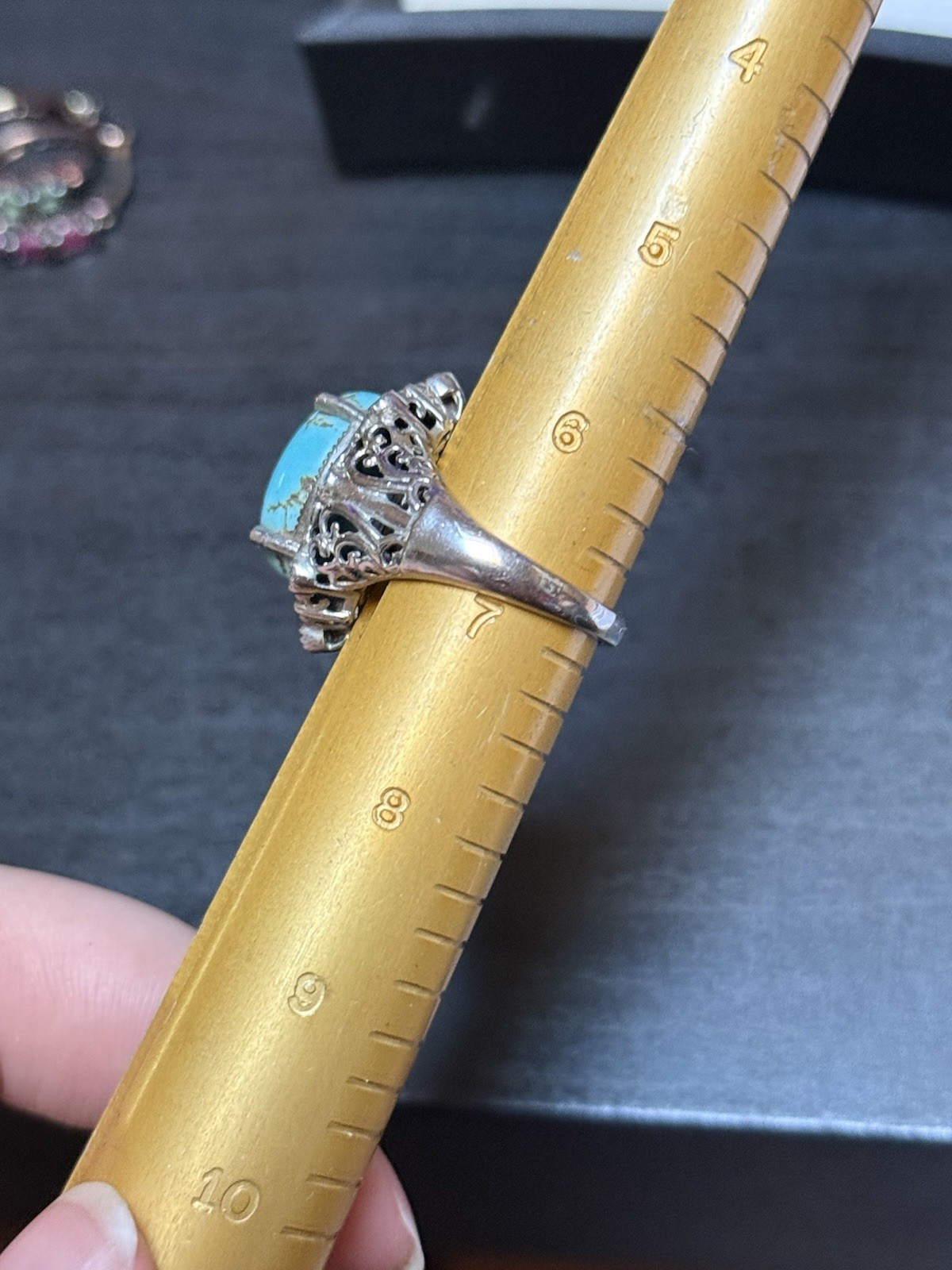 Karis STS Blue Mohave Turquoise Ring Purple Tanzanite (?) Accents Size 7