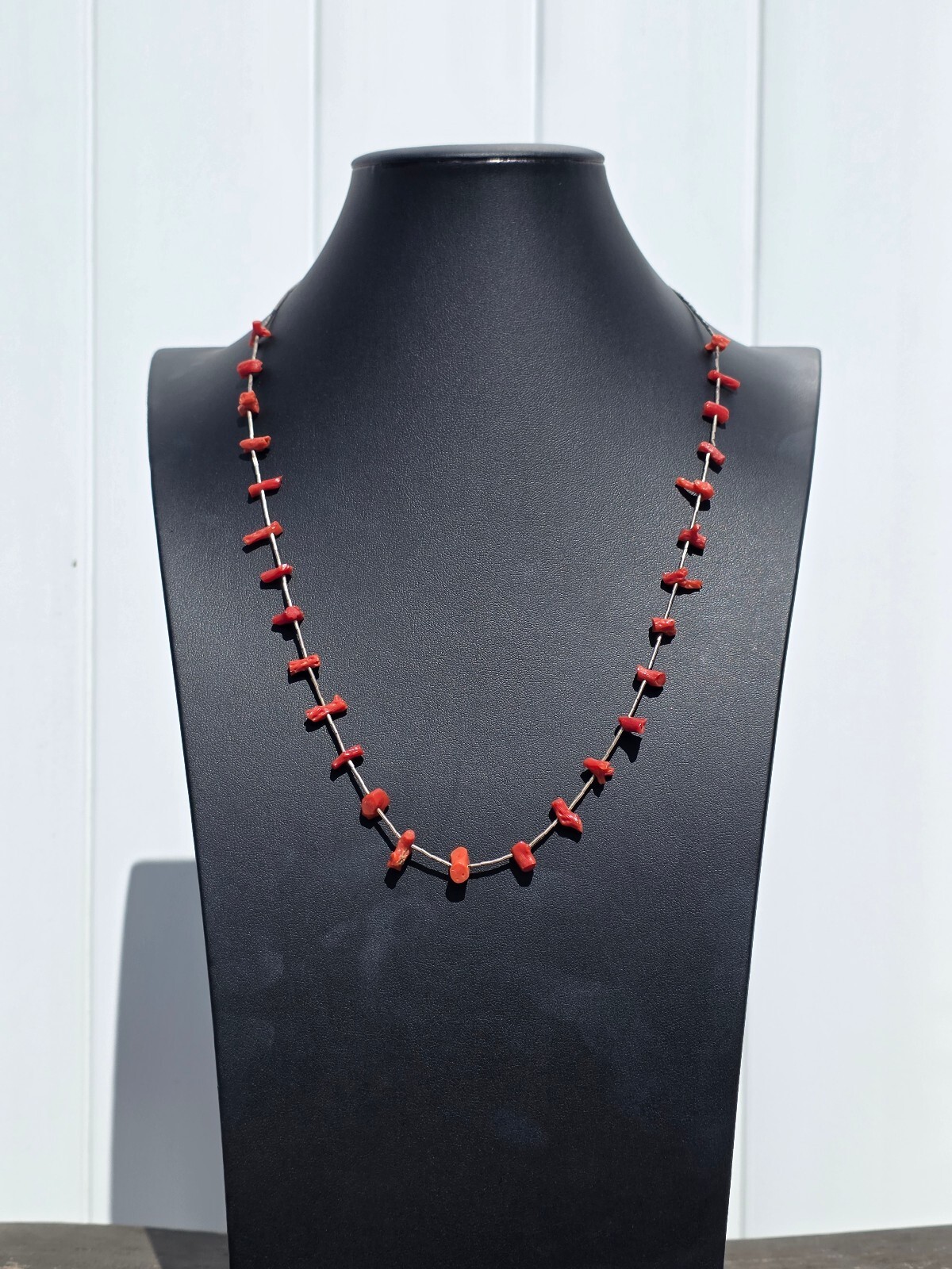 VTG Native American / Southwest Liquid Sterling Silver Red Branch Coral Necklace