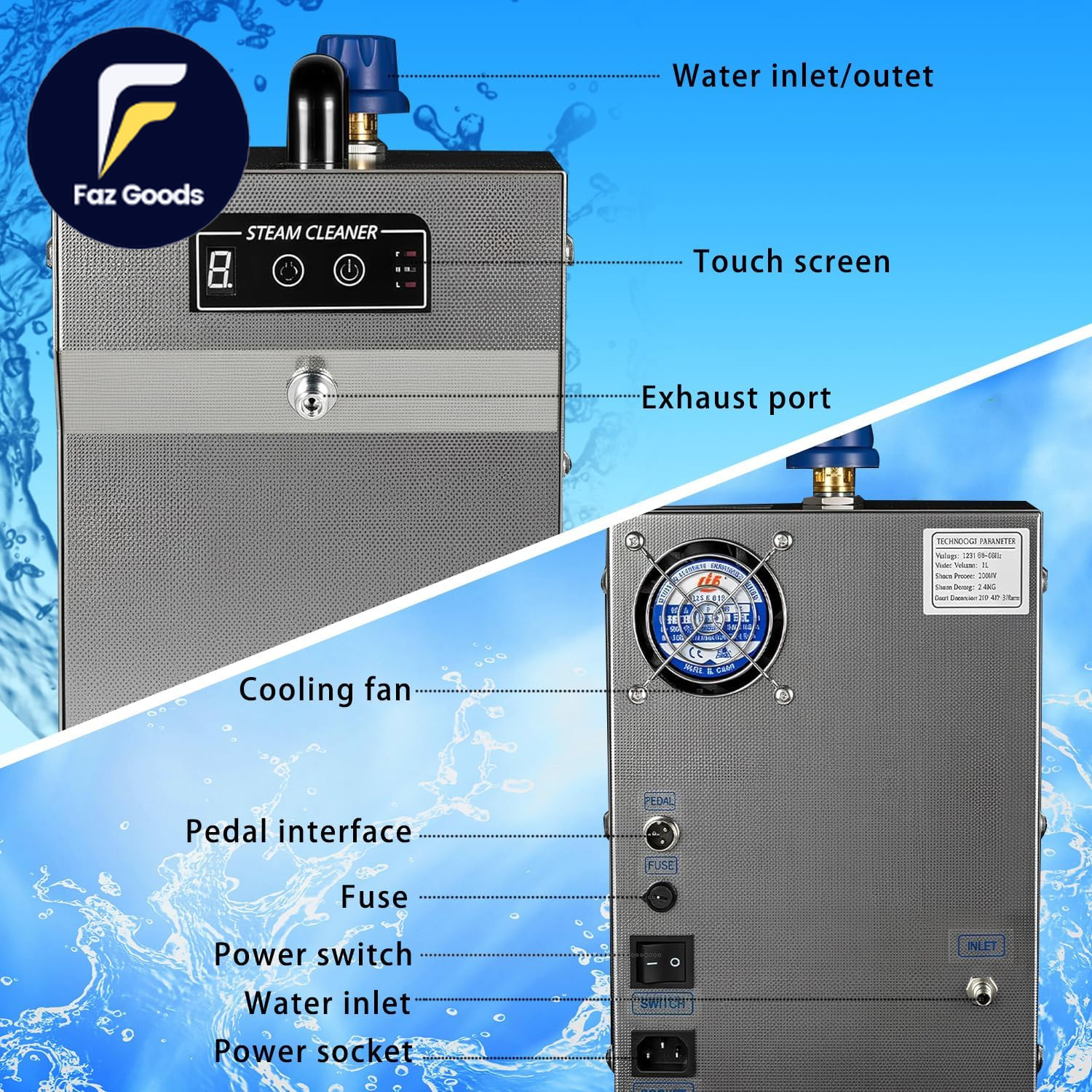 1300W Professional Jewelry Steam Cleaner 2L Stainless-Steel Jewelry Cleaning Mac