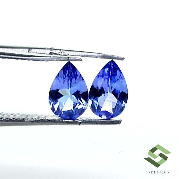 6×4 mm Certified Natural Tanzanite Pear Excellent Cut Pair 0.82 Cts Loose Gems