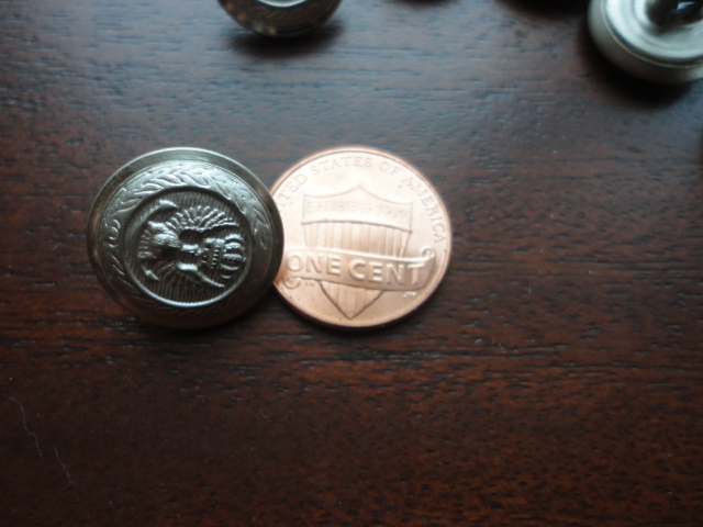 British Crown Eagle Metal Shank 5/8 wide Silver Tone (12) Buttons Vintage