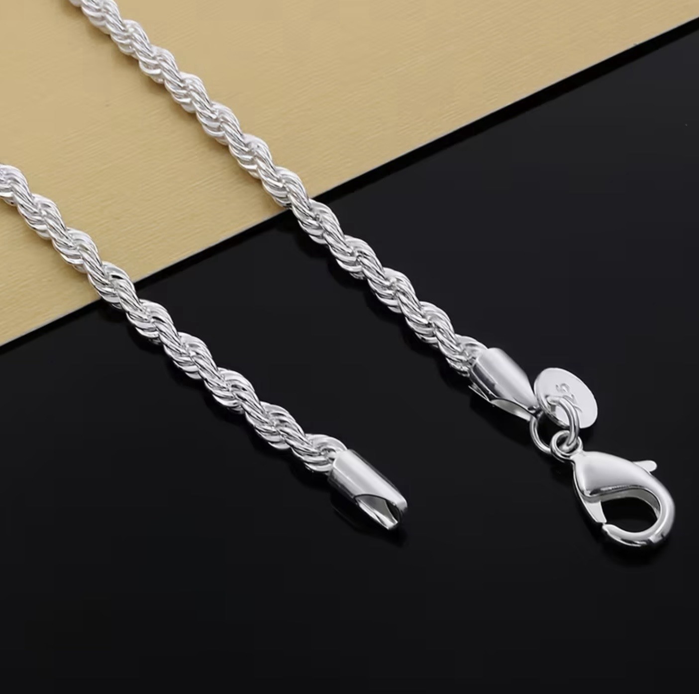 925 Sterling Silver Twisted Rope Bracelet #0018 Velvet Box Included.