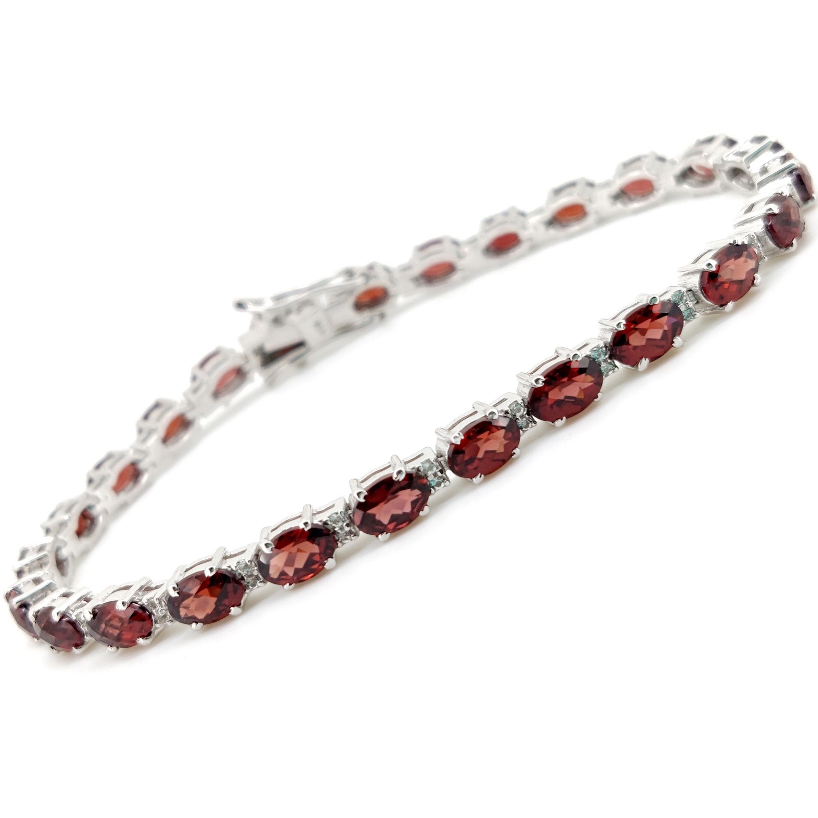 Oval Garnet Tennis Bracelet Sterling Silver January Birthstone womens Jewelry