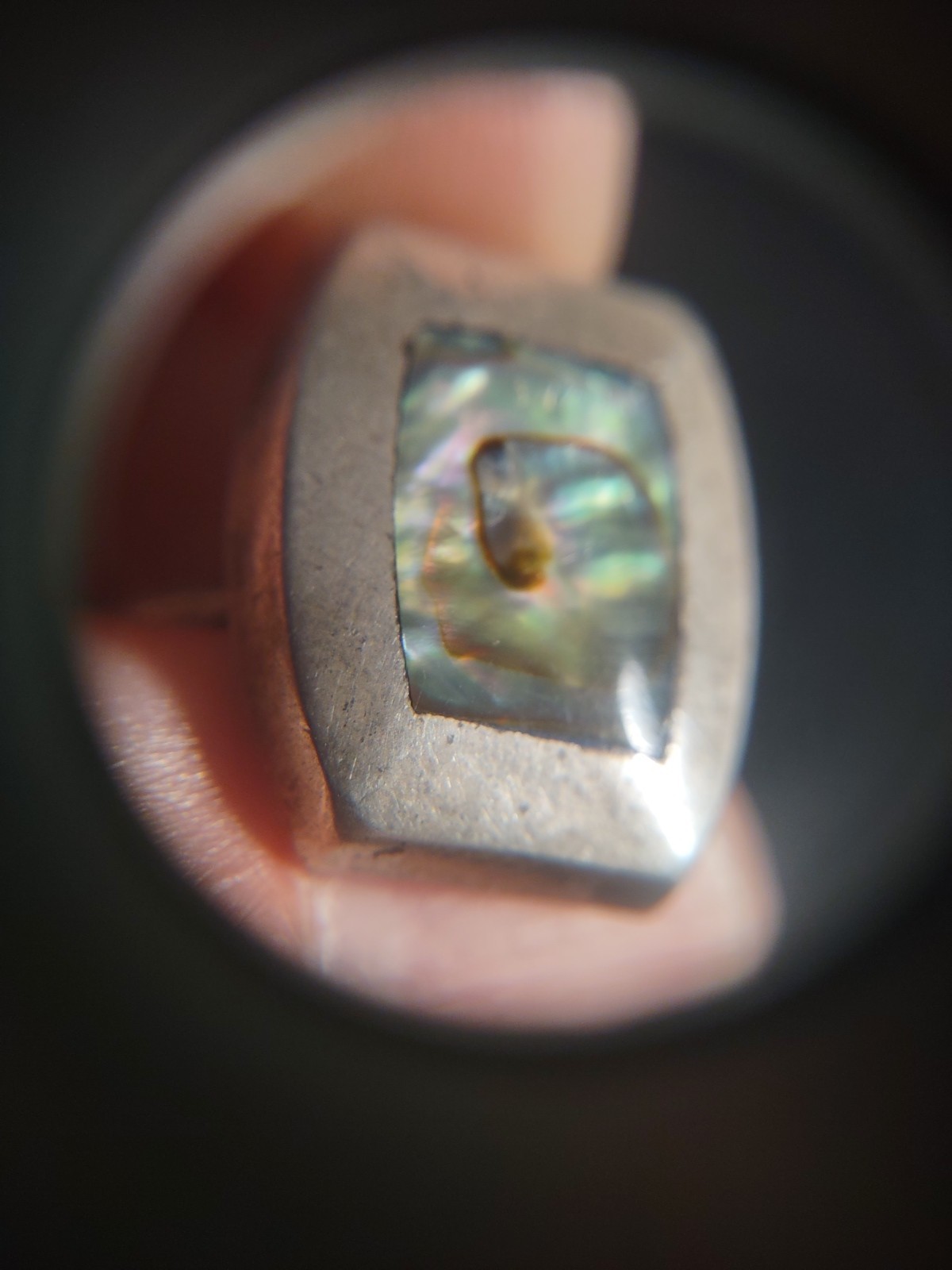 3.2 Grams Size 7.0 Sterling Silver Southwest Abalone Ring Old Pawn