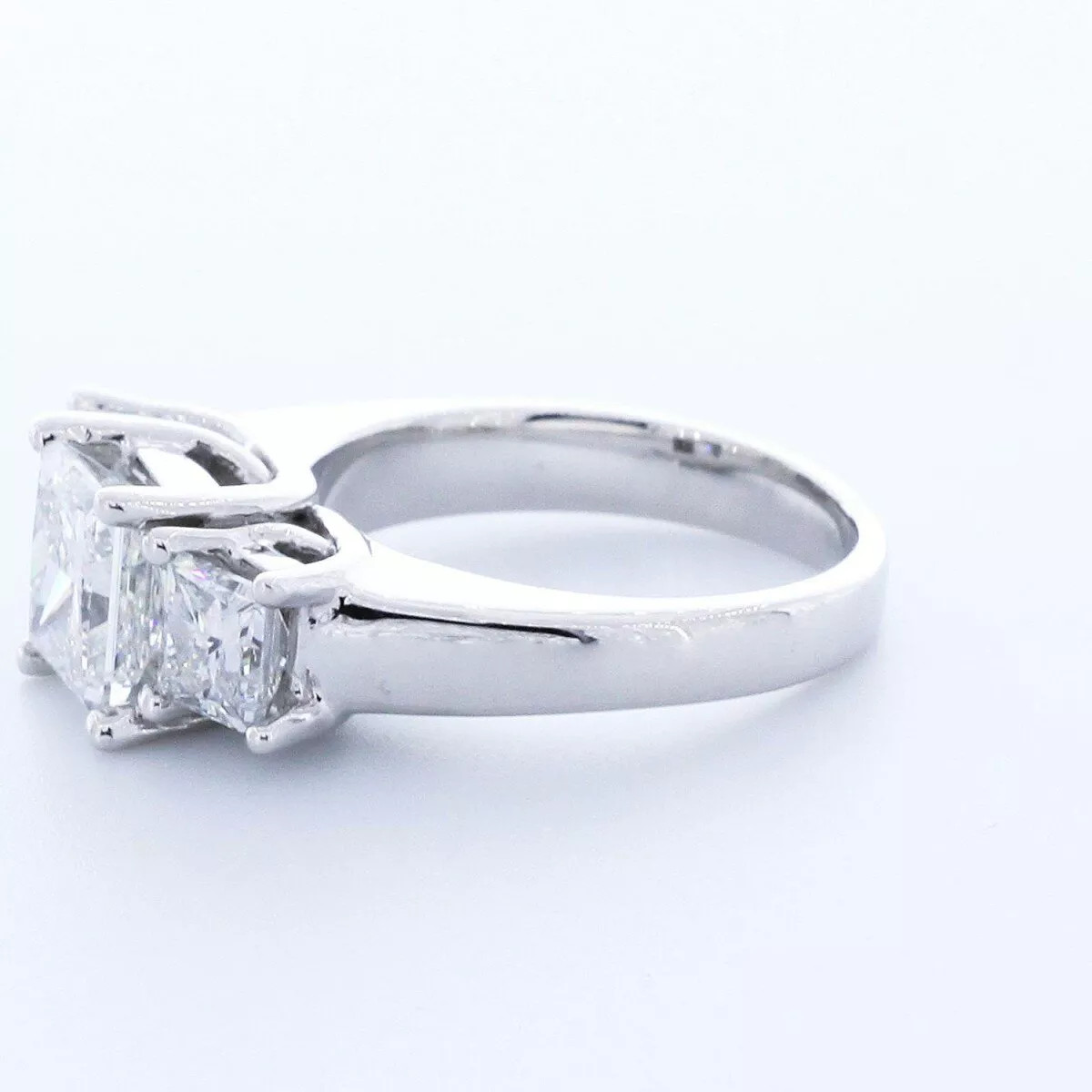 14K White Gold Engagement Ring Trellis 3.17 CT Princess Lab-Grown Diamond F SI1