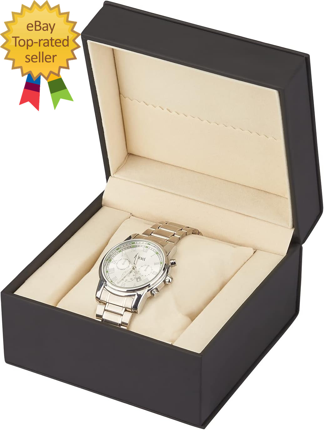 Luxury Black Single Watch Gift Box with Pillow PU Leather Wristwatch Display Cas