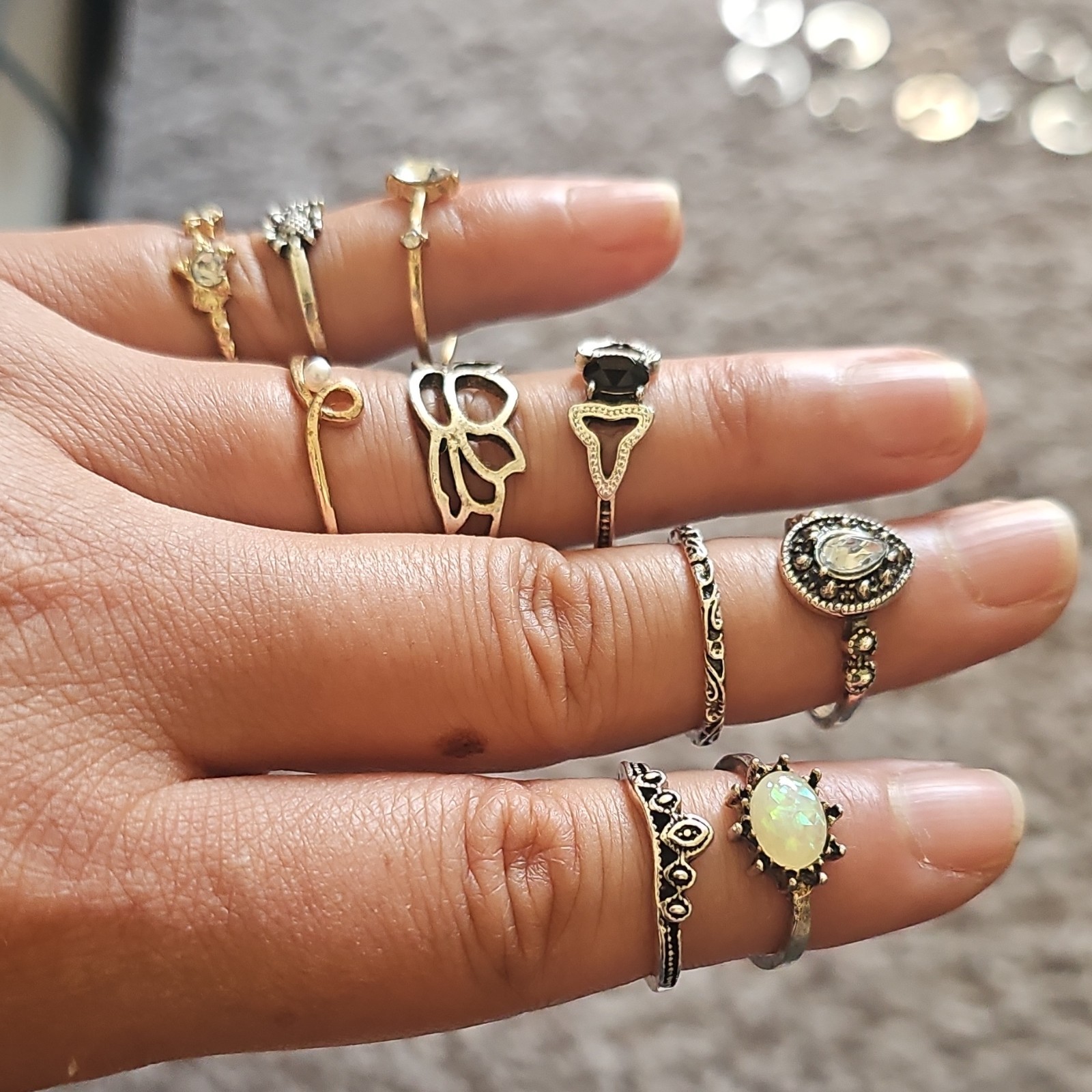 Mixed Metal Gold & Silver Stackable Band Rings Lot 10 Set C Size 6/7/8