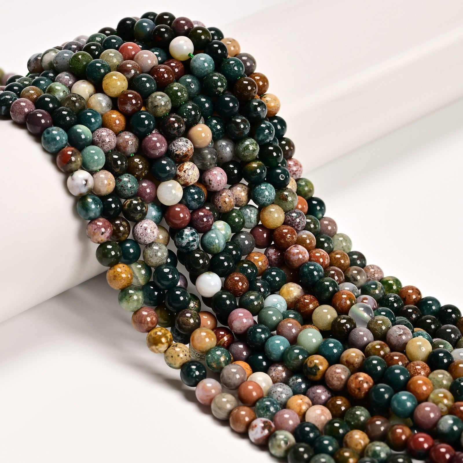 Natural Ocean Jasper Smooth Round Beads Size 4mm 5mm 15.5” Strand