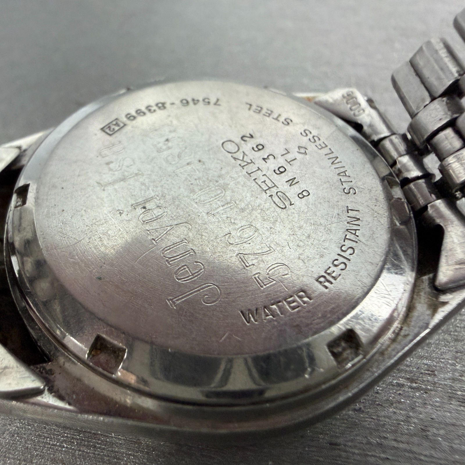Seiko SQ Watch Men 35mm Silver Dial Silver Tone Daydate Round 7456-8399 PARTS