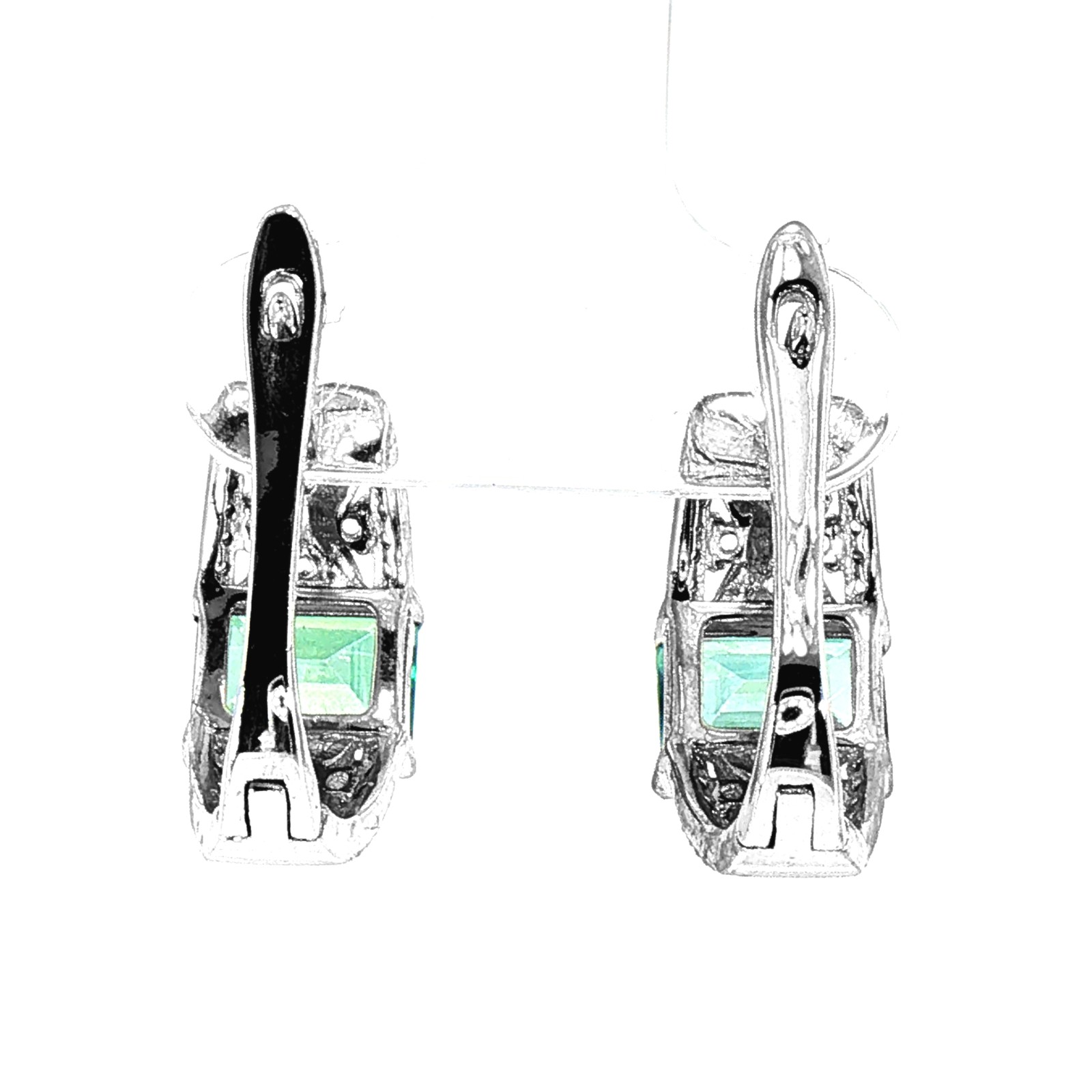 Green Topaz Gemstone 925 Sterling Silver Octagon Earrings Top Rich Green