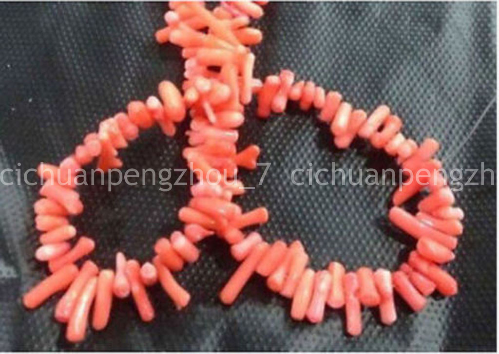 Natural 4x10mm Orange Coral Gemstone Chip Loose Beads 15”