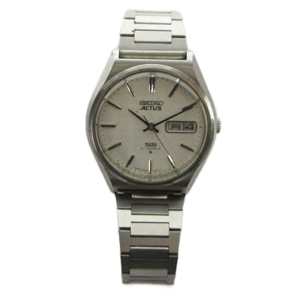 SEIKO ACTUS SS 6306 8040 wristwatch automatic with day date calendar cut glass 2
