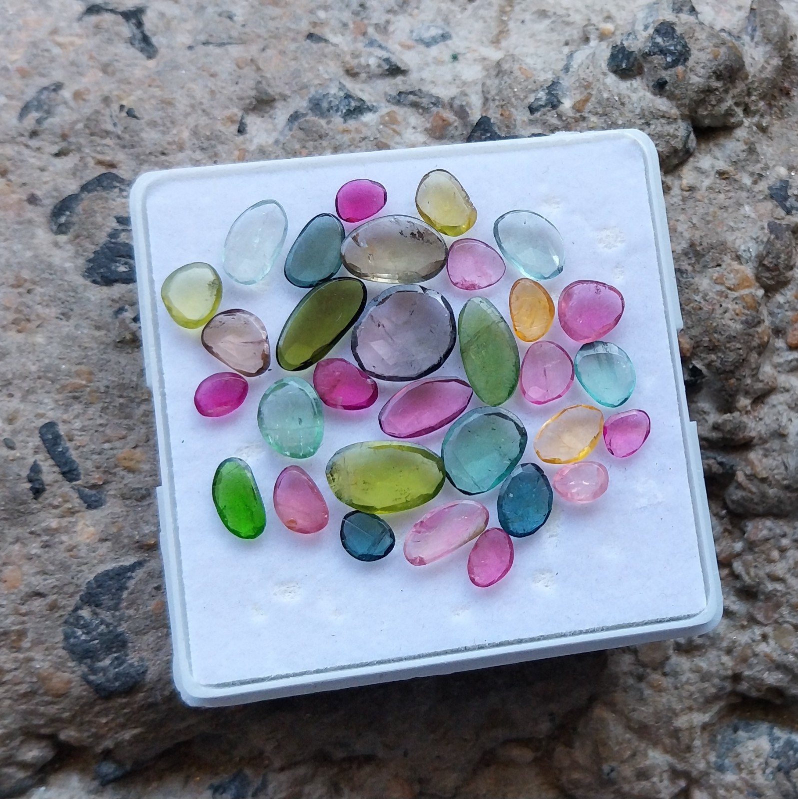 18 Ct 3.5×4.5 to 5×11 MM Natural Multi Color Tourmaline Rose Cut 31 Piece Lot