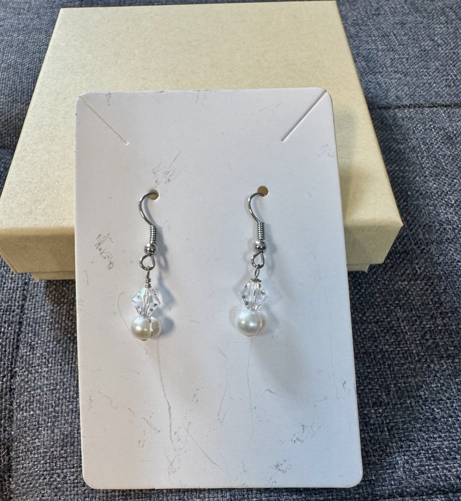 Handcrafted Earrings by USA Artist SS Cultured FW Pearls Swarovski® Crystals