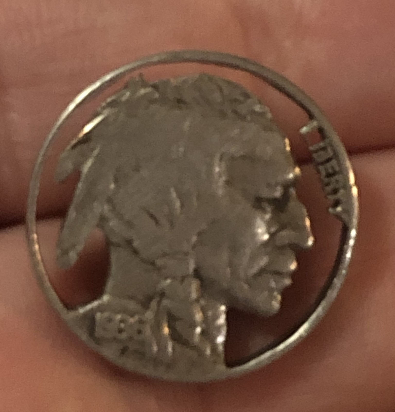 Artisan Cut Coin 1936 Buffalo Nickel Liberty Hat Pin Tie Tack Lapel Pin