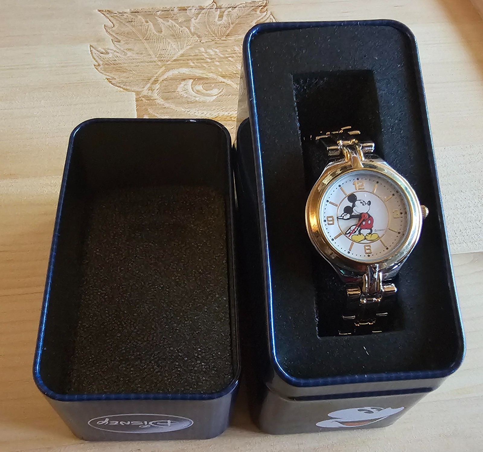 Disney Mz Berger Watch Co. Mickey Mouse Unisex 2-Tone Bracelet Watch In Tin