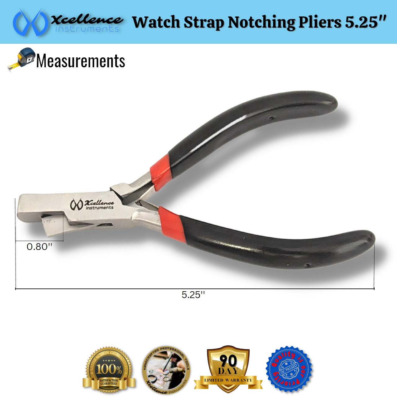Xcellence Leather & Rubber Watch Strap Notching Pliers Repair Tools 5.25″ Black