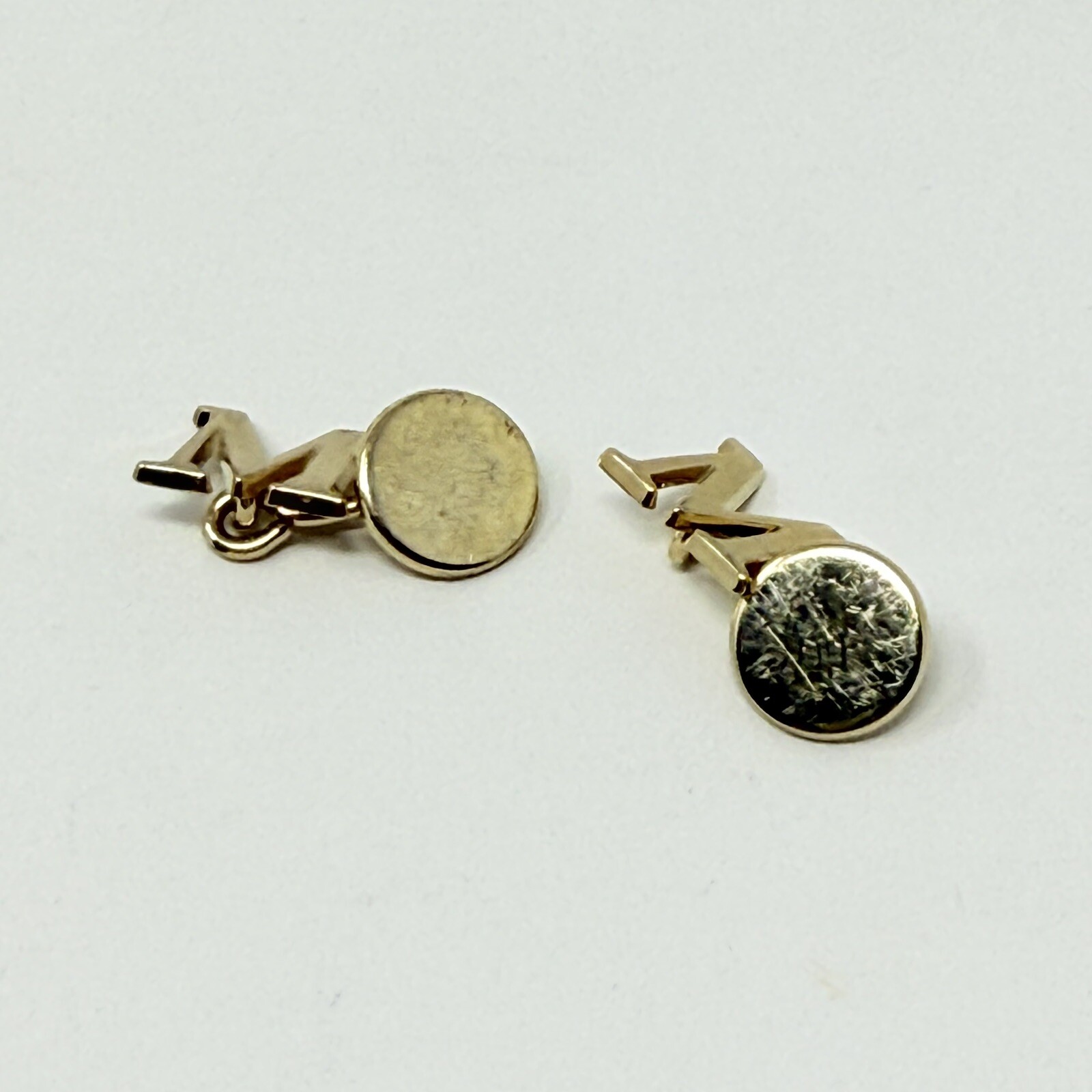 M Monogram Initial Letter Gold Colored Cuff Links 3/8 in X 3/8 in Square