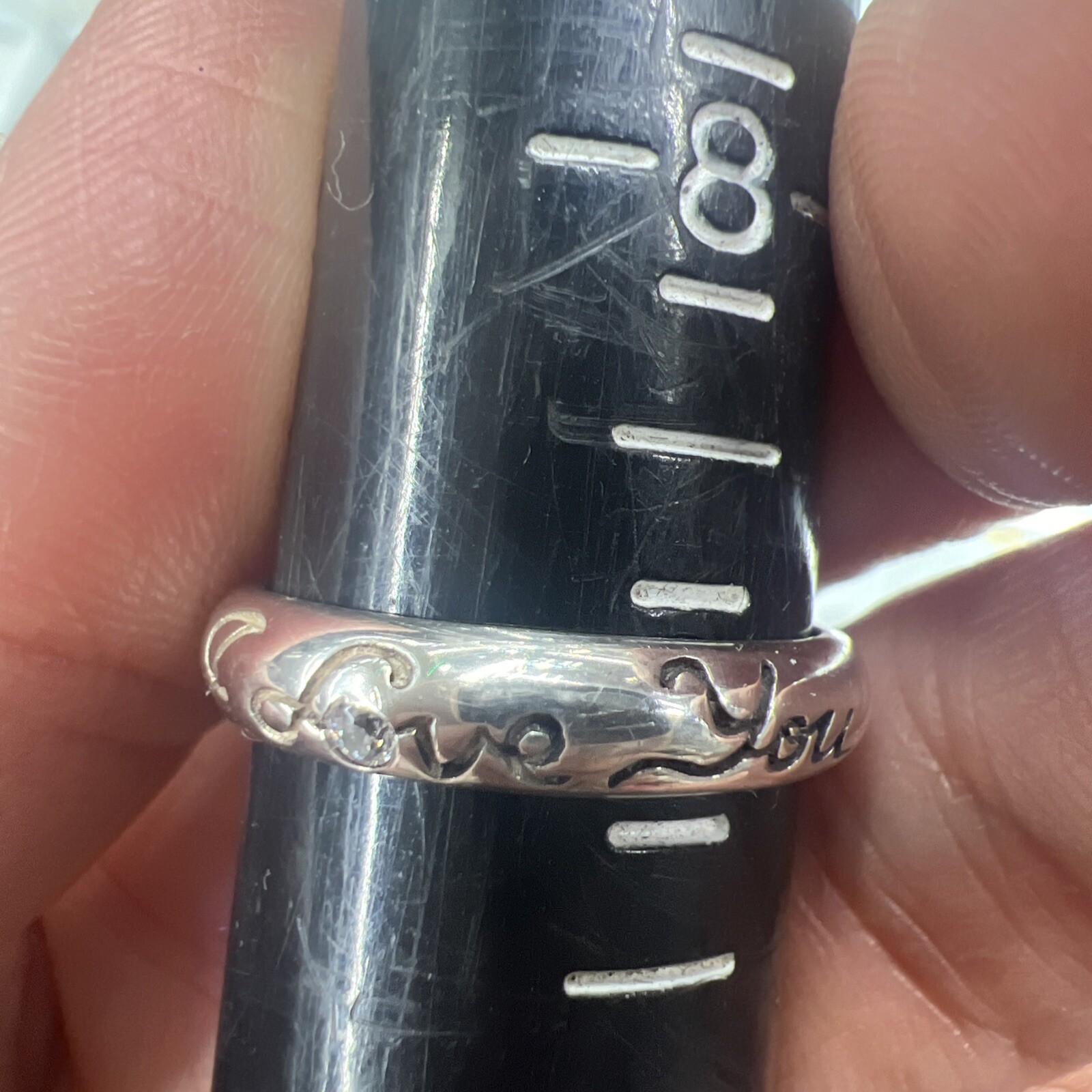 I Love You Ring Solid Sterling Silver 925 5mm Size 9 One CZ Stone