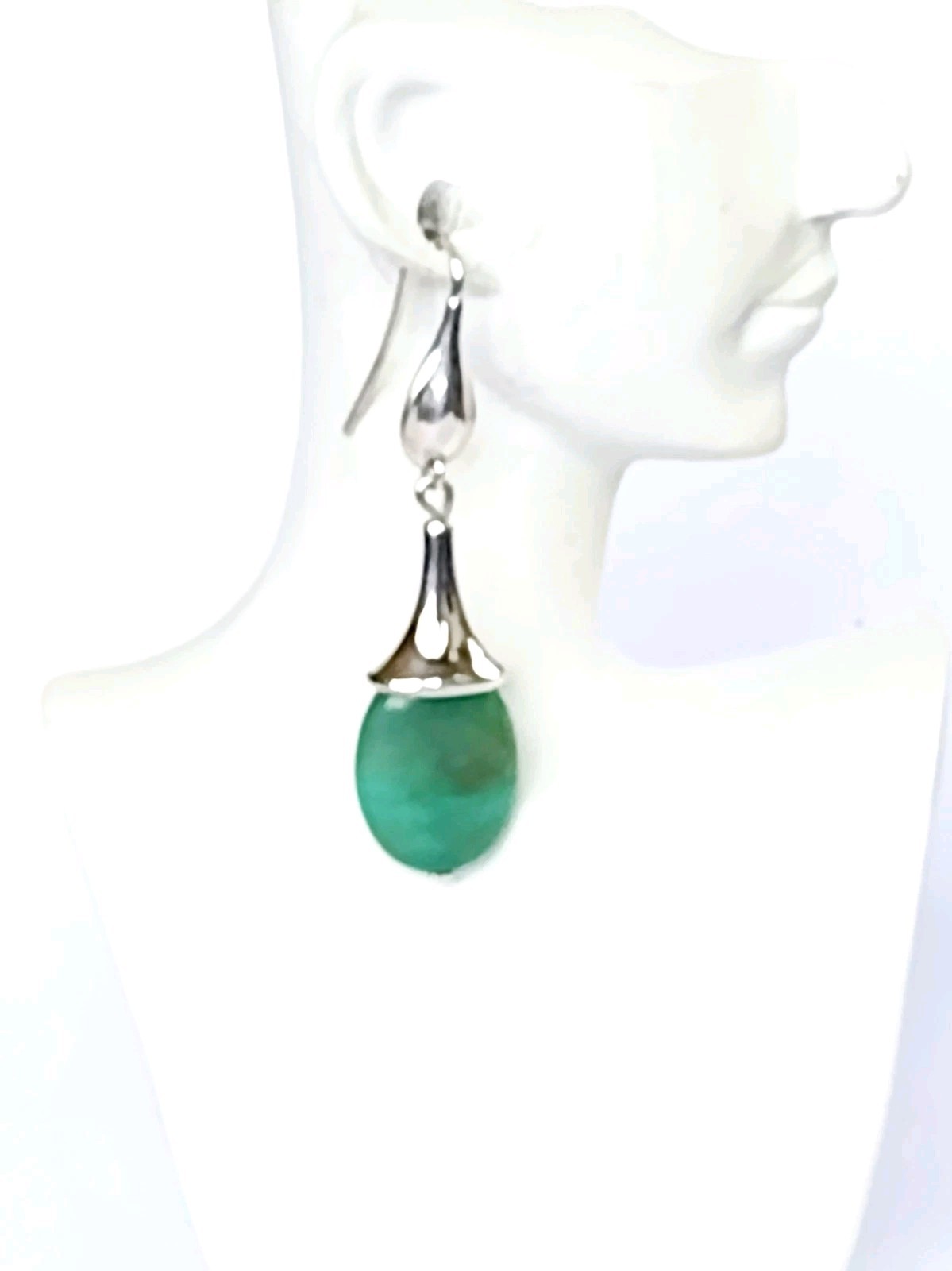 RLM Robert Lee Morris Sterling Turquoise Dangle Earrings 2″ 10g Hook or LeveBack