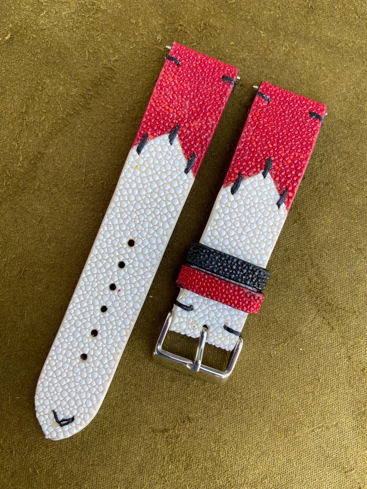 Red – White Stingray Watch Strap Band 16mm 18mm 19mm 20mm 21mm 22mm 24mm 26mm