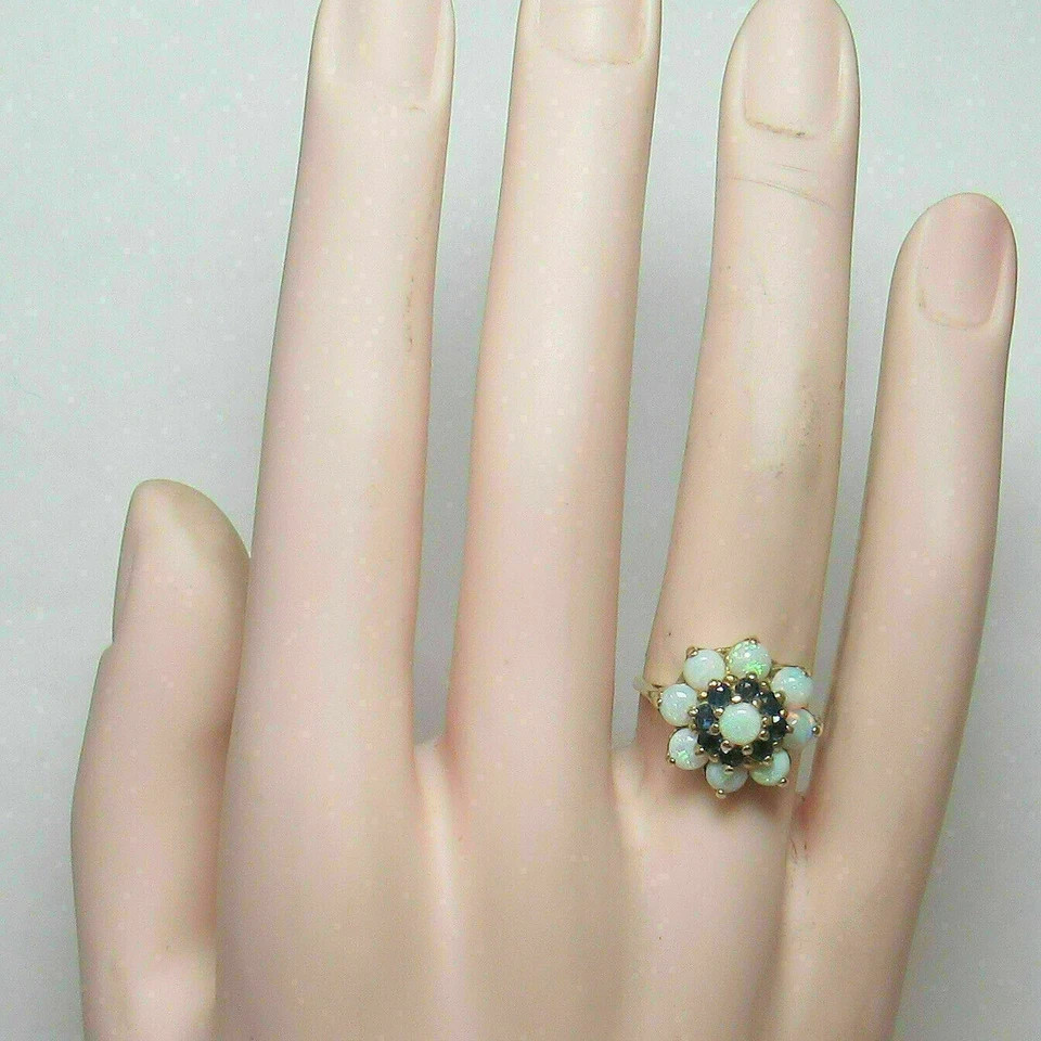 1.70Ct Round Cut Fire Opal Flower Engagement Ring 14K Yellow Gold Over