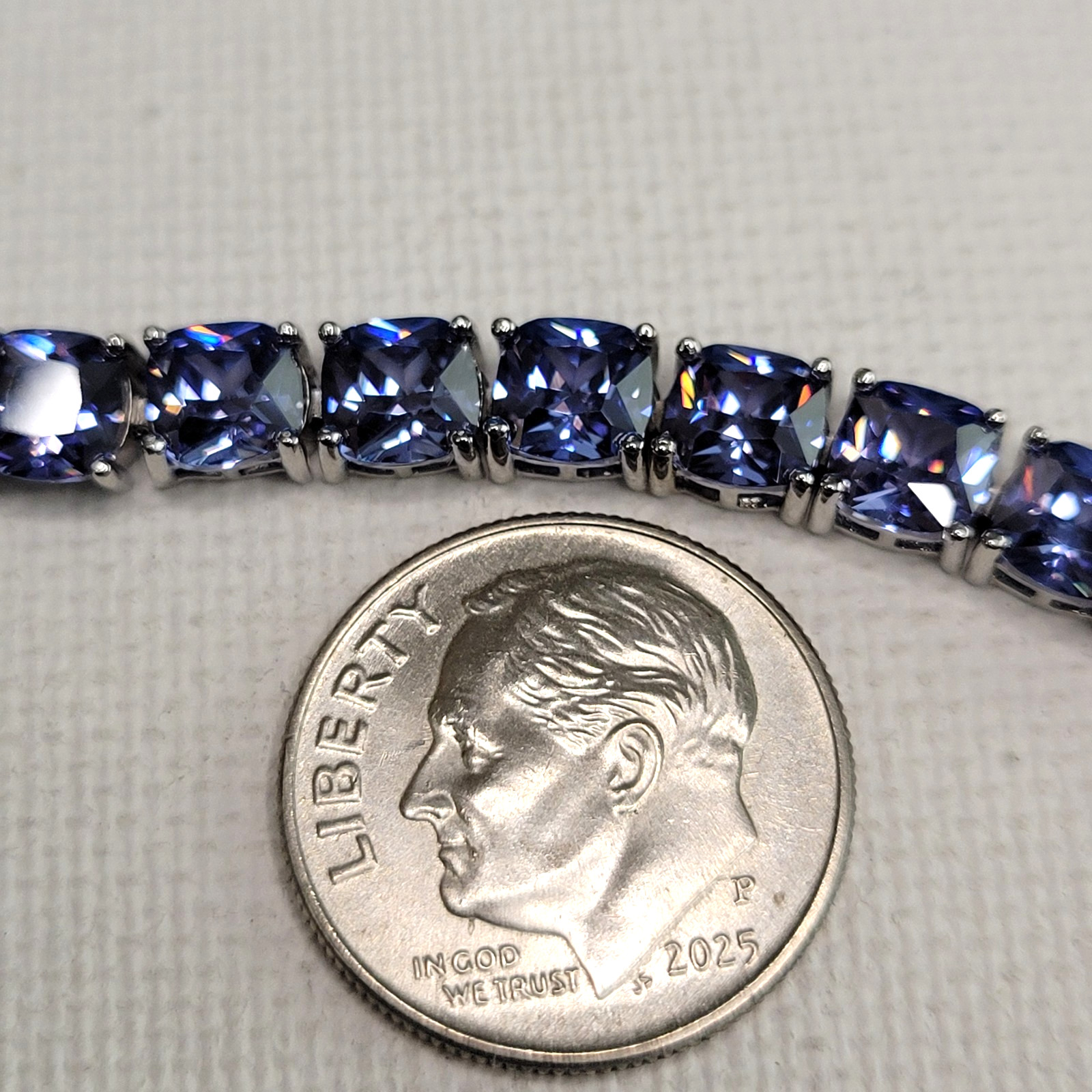 925 Bella Luce Platinum on Sterling Silver Tanzanite CZ Tennis Bracelet 27.5ctw