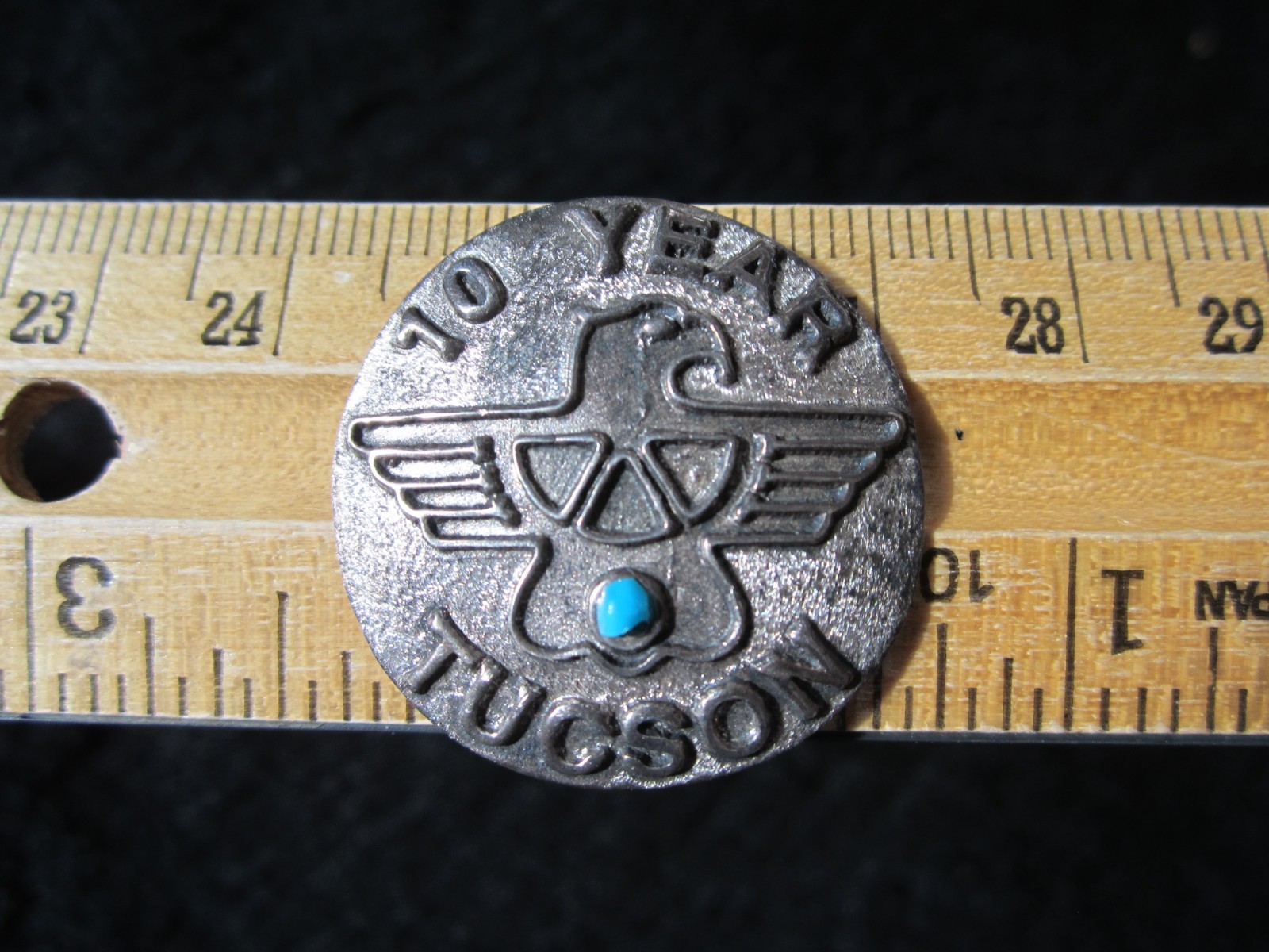 VINTAGE SOLID STERLING SILVER TUCSON 10 YEARS ARIZONA THUNDERBIRD PIN BROOCH