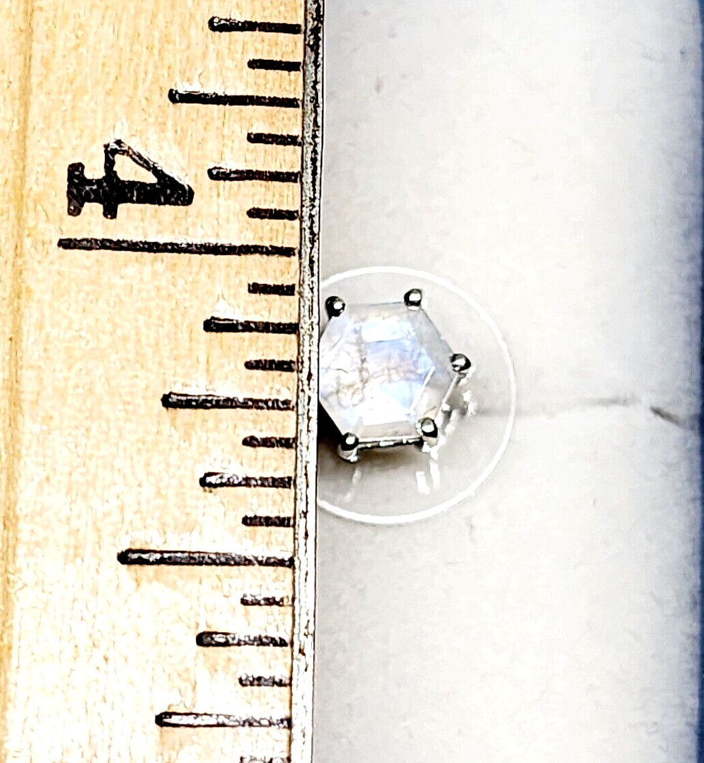 Rainbow Moonstone stud earrings in Platinum over 925 SS 1.90 tcw 6mm
