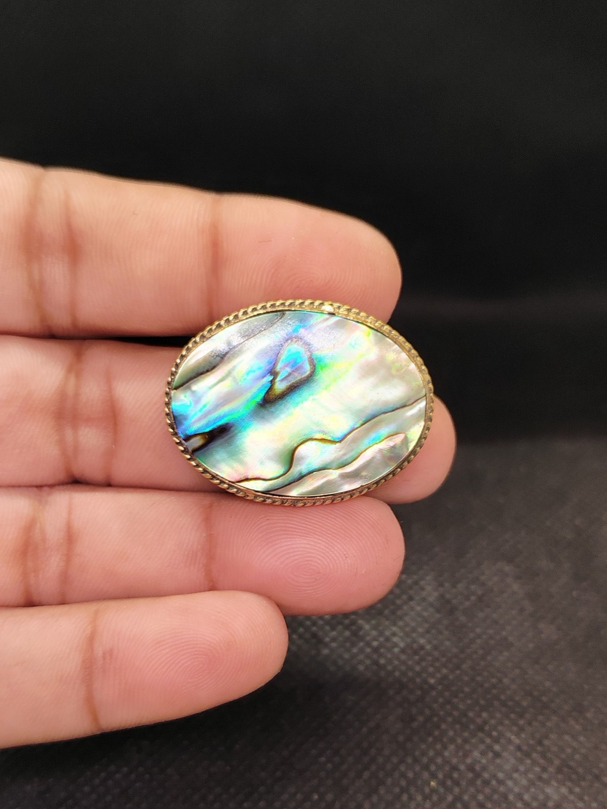 Abalone Shell Brass Groove Cabochon Iridescent Oval Bezel Jewelry Making Supply