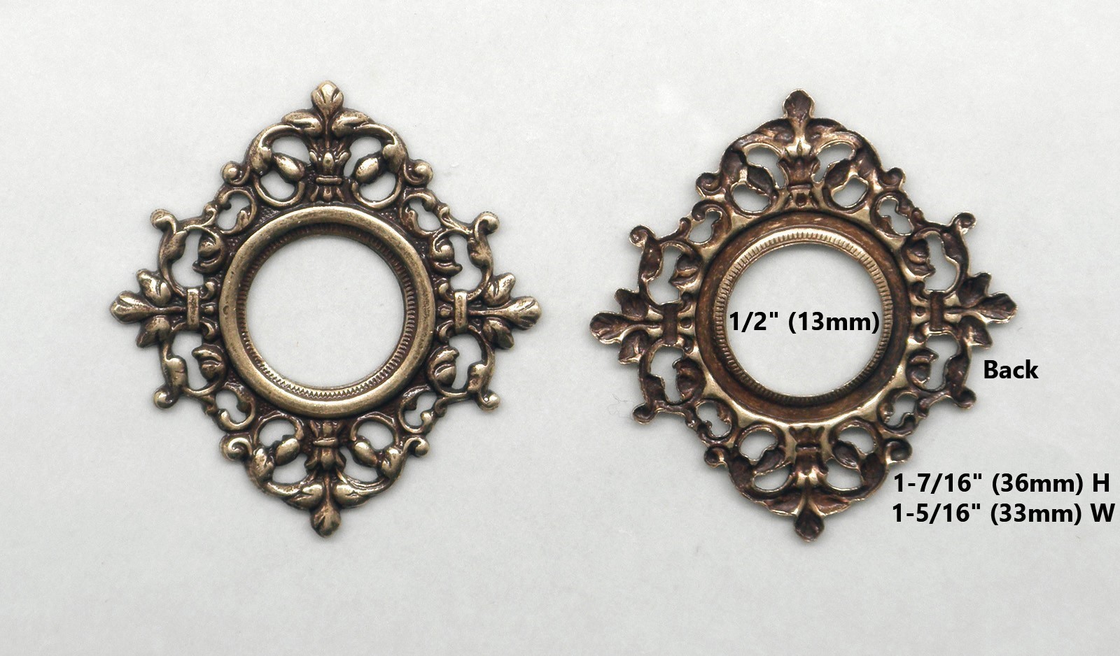 #5055 ANTIQUED BRASS OX FRAMEWORK W/OPEN CENTER – 1 PC