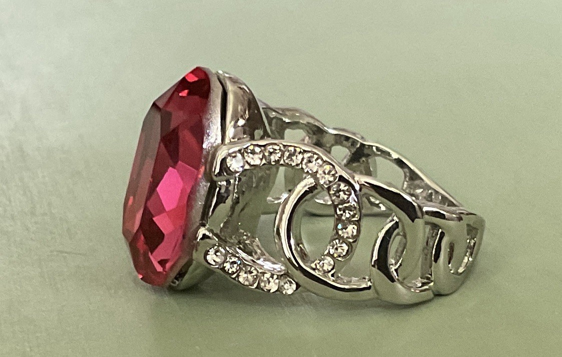 HOT PINK TOPAZ RING – 20X14mm Or 18.0ctw – White Accents – .925 SS !!!