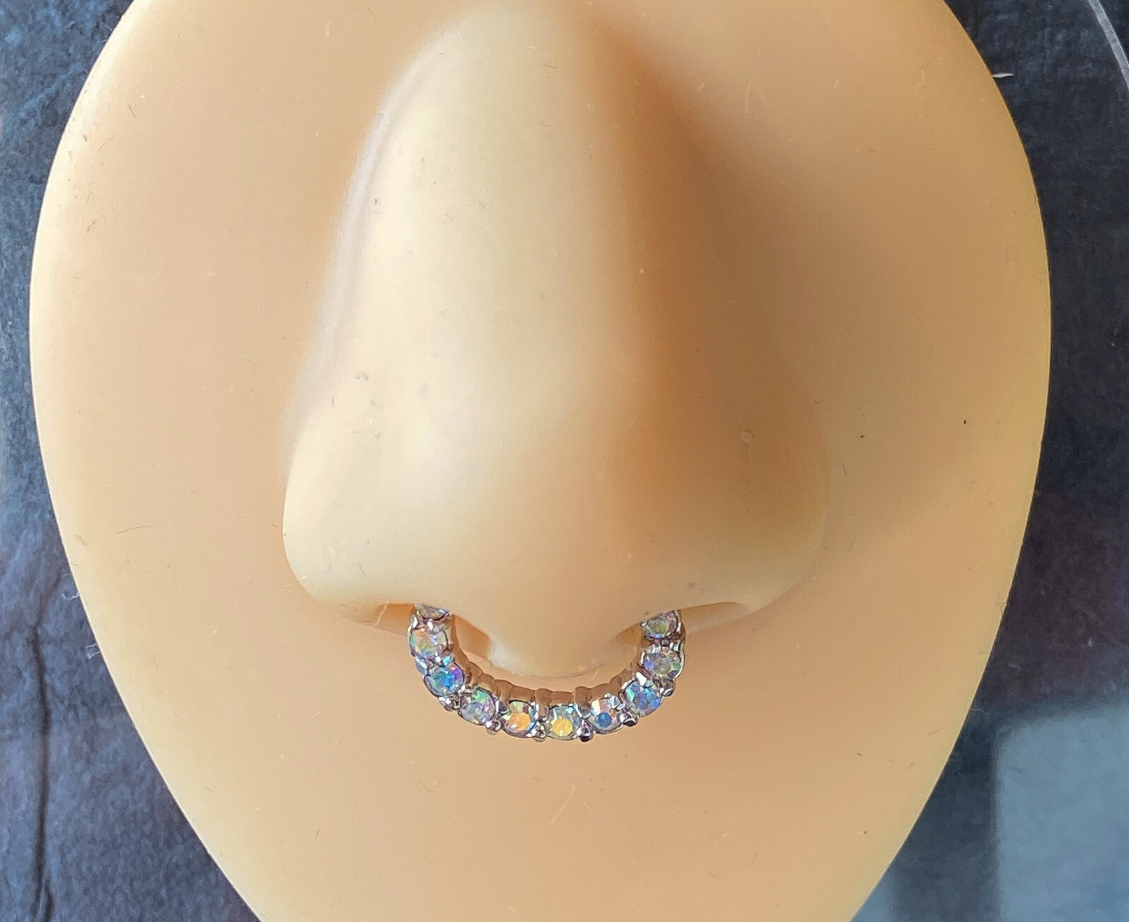 1pc Ten Gem Septum Clicker 316L Surgical Steel 16 gauge Nose Ring