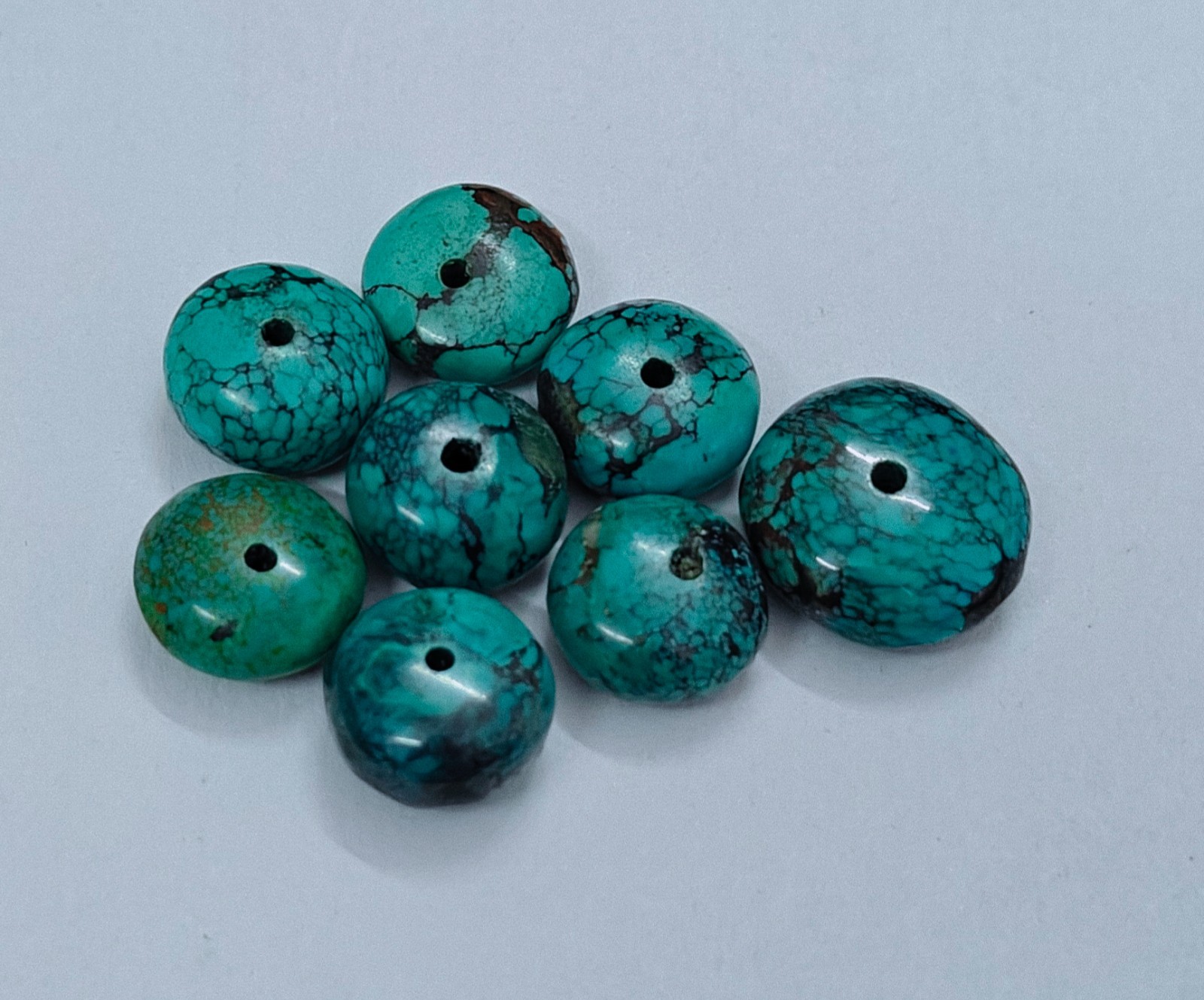 Hubie Turquoise Rondell Beads Loose Gemstone For Jewellery Making Supply 78 Cts.