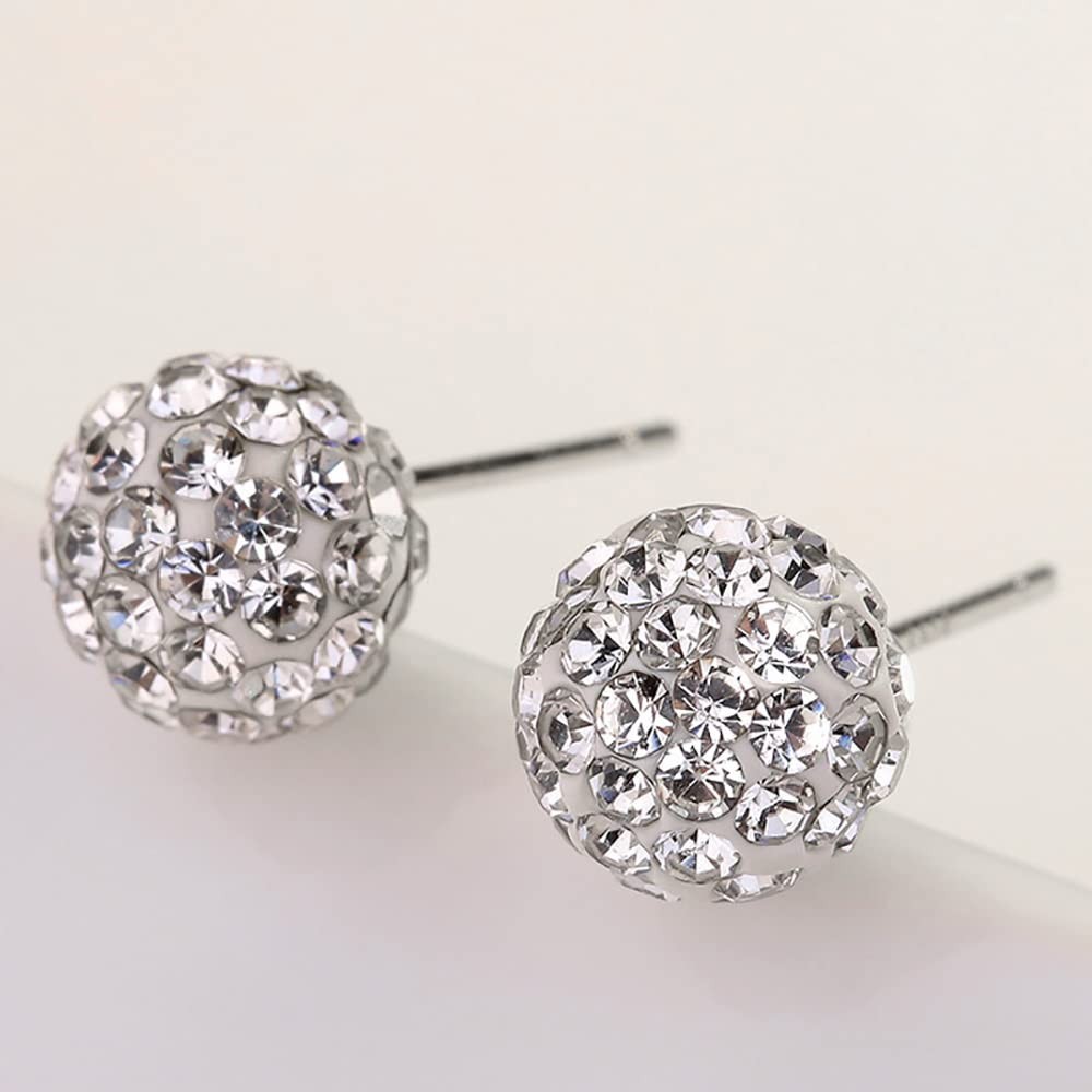 Minimalist CZ Cluster Small Ball Stud Earrings for Women Girls 925 Sterling Silv