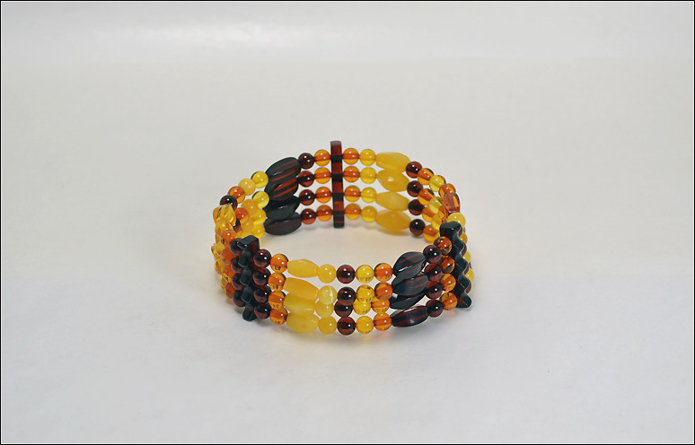 Bracelet Amber Natural A 4 Row Without Clasp With Elastic Agrp 056