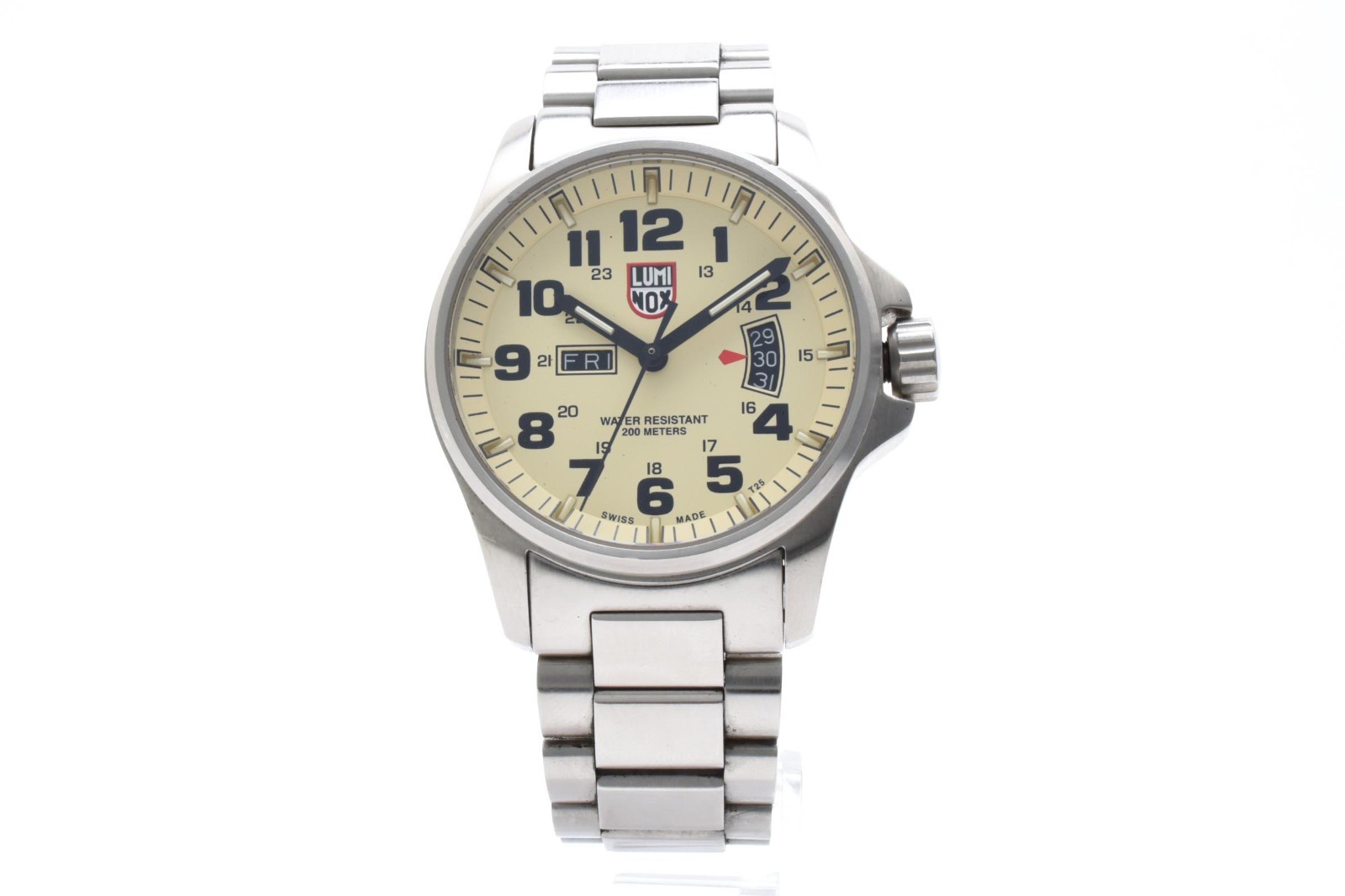 [Near Mint] LUMINOX ATACAMA FIELD 1820 Day Date Beige Dial Men’s Watch Quartz ST