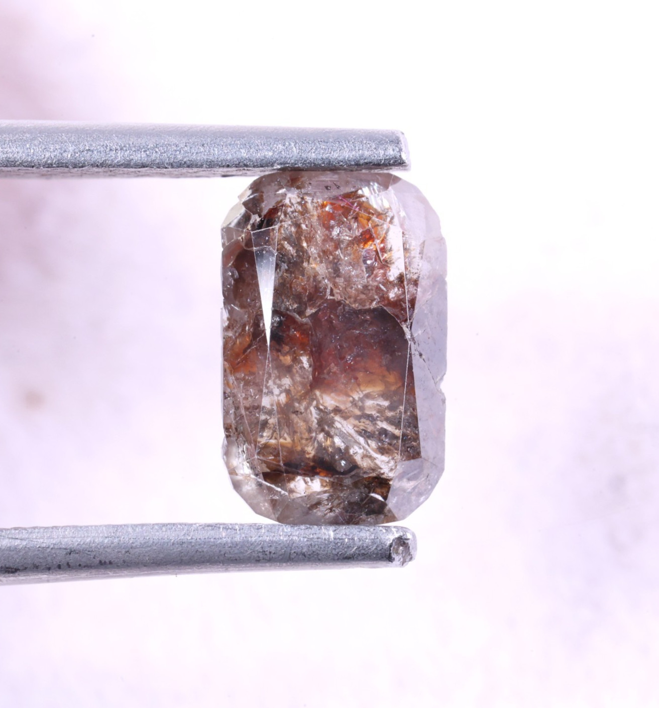 0.75Ct Natural Rectangular Salt & Pepper Brown-Red Diamond for Artistic Jewelry.