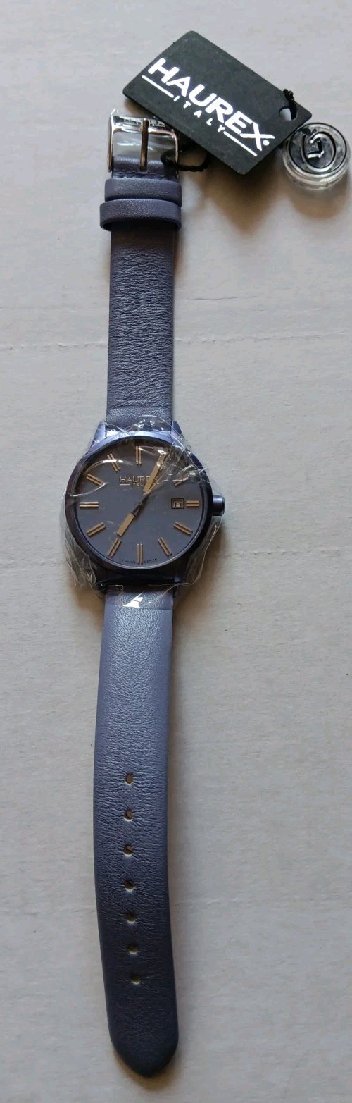 NWT Haurex Italy Women’s Lavender Quartz Watch Leather Strap Day